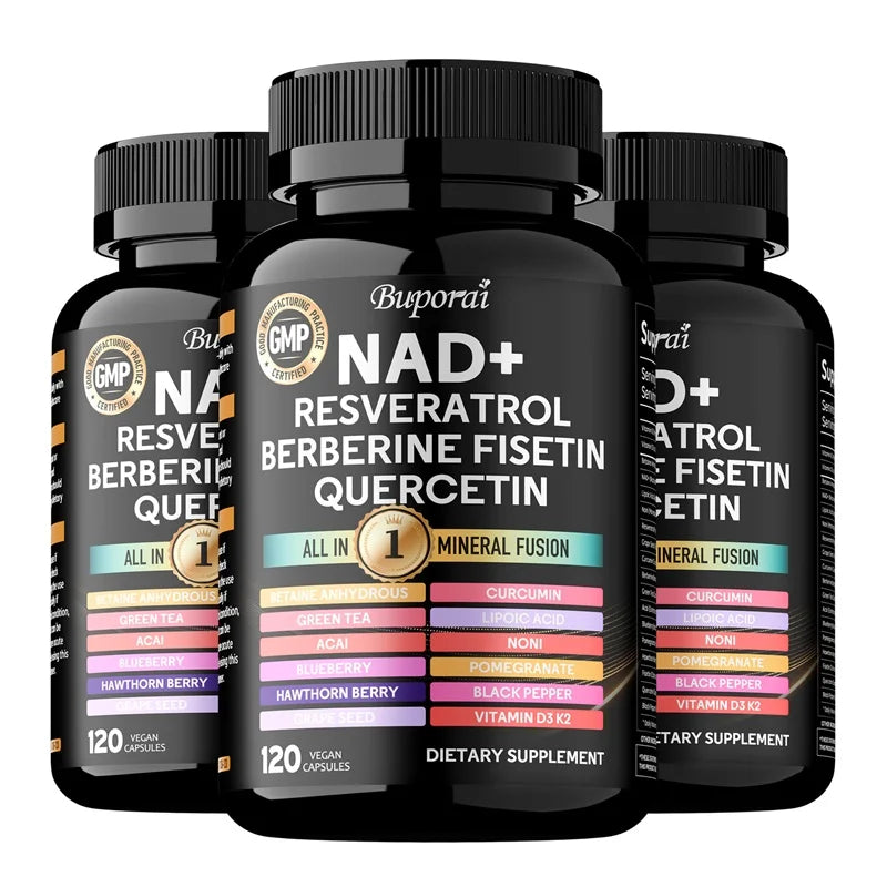 NAD+, Resveratrol, Quercetin, Berberine Fisetin - Improves Endurance, Cellular Health, Healthy Aging, Cardiovascular Function
